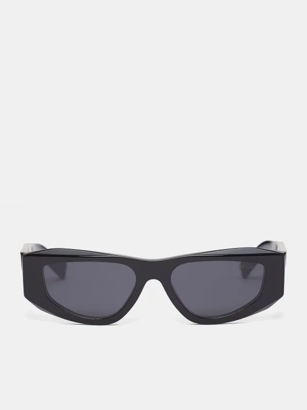 Black PR-B19S Geometric Sunglasses (0PR-B19S-BLACK-DARK-GREY) sold by lorenzo