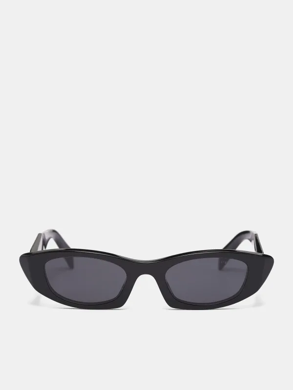 Black PR-B16S Geometric Sunglasses (0PR-B16S-BLACK-DARK-GREY) sold by lorenzo