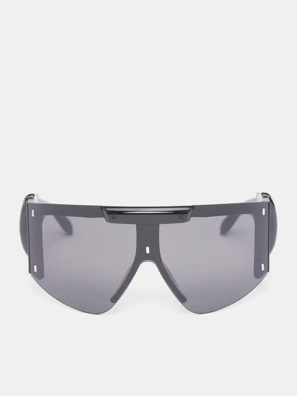 Black Knotted Shield Sunglasses (12790022701-BLACK) sold by lorenzo