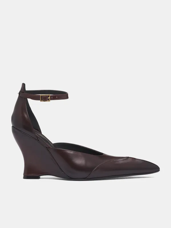 Brown Sabaton Leather Wedge Mules (SABMU0ES-ESPRESSO) sold by lorenzo