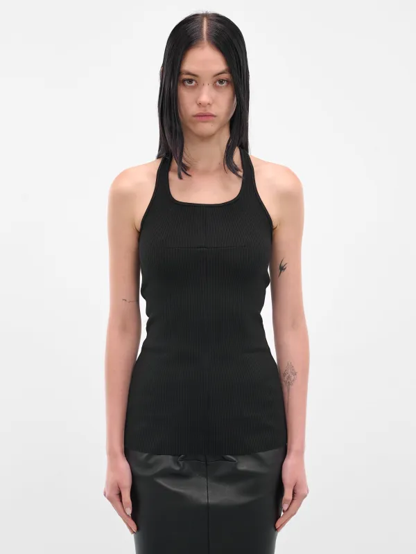 Black Cross Seam Tank Top (MAT01T101-SCLERA-BLACK) sold by lorenzo