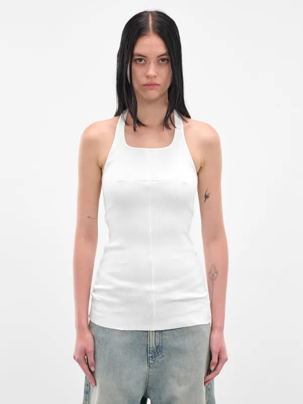 White Cross Seam Tank Top (MAT01T101-CHADD-WHITE) sold by lorenzo