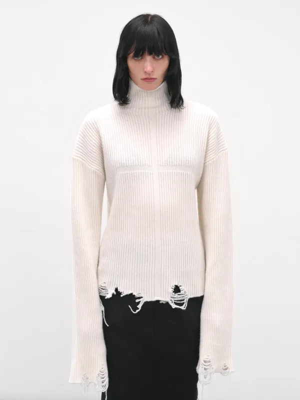White Chalet Distressed Knit Sweater (MAT01N001-TOILE) sold by lorenzo