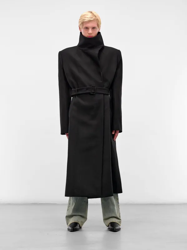 Black Oversized Gleb Wool Overcoat (MAT01C003-SCLERA-BLACK) sold by lorenzo