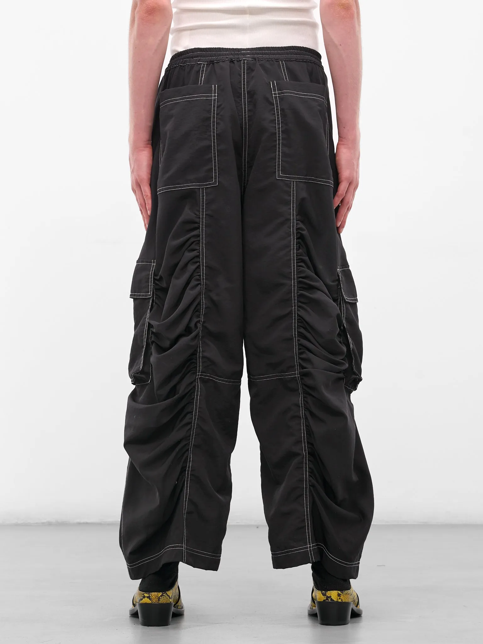 Black Nylon Ruched Cargo Pants (FLAW25MWCRGPT-BLACK) sold by lorenzo product image thumbnail 3