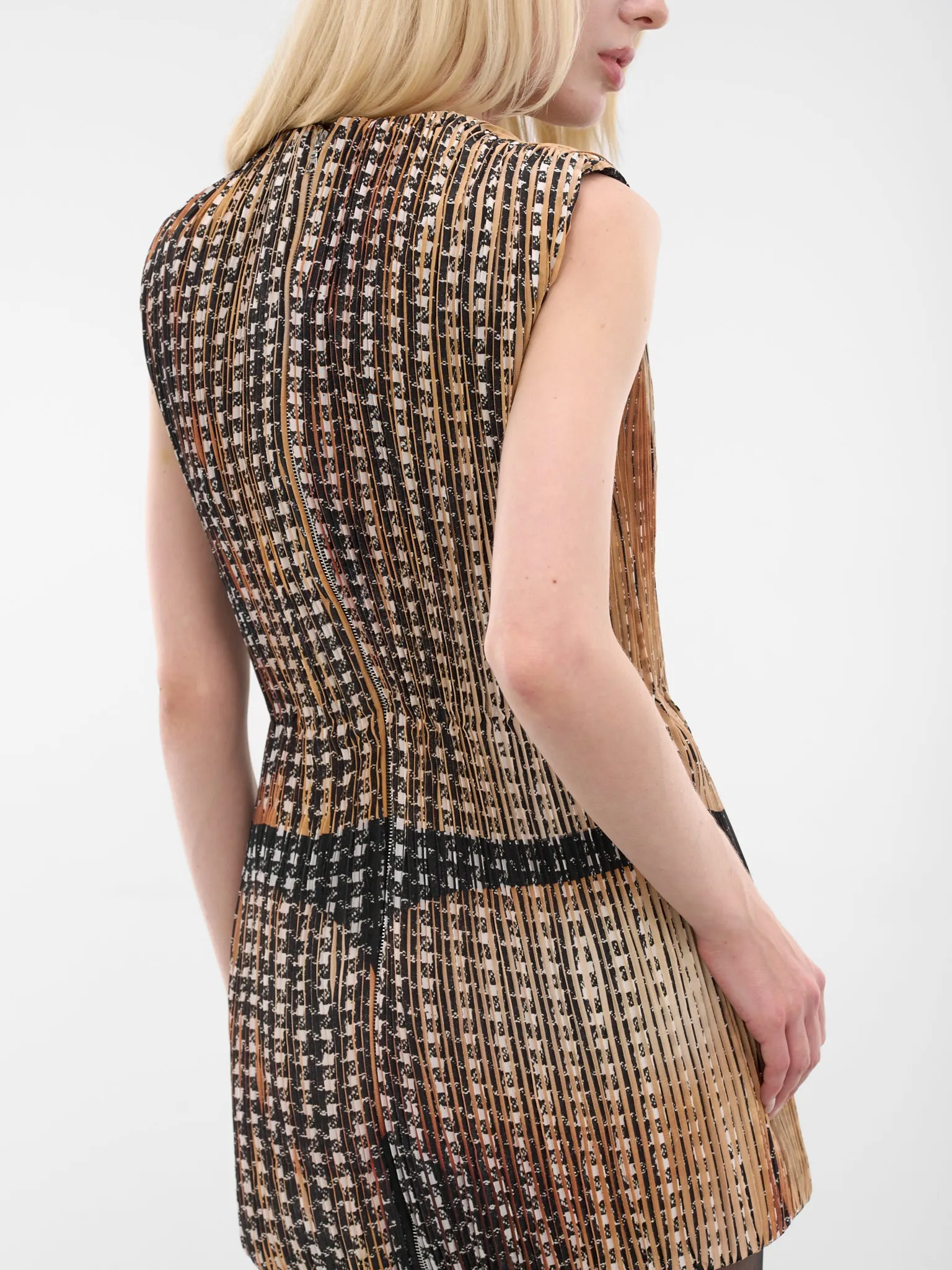 Trompe L'oeil Illusion Mini Dress (PFFW25ODR0251-HOUNDSTOOTH-MED) sold by lorenzo product image thumbnail 5