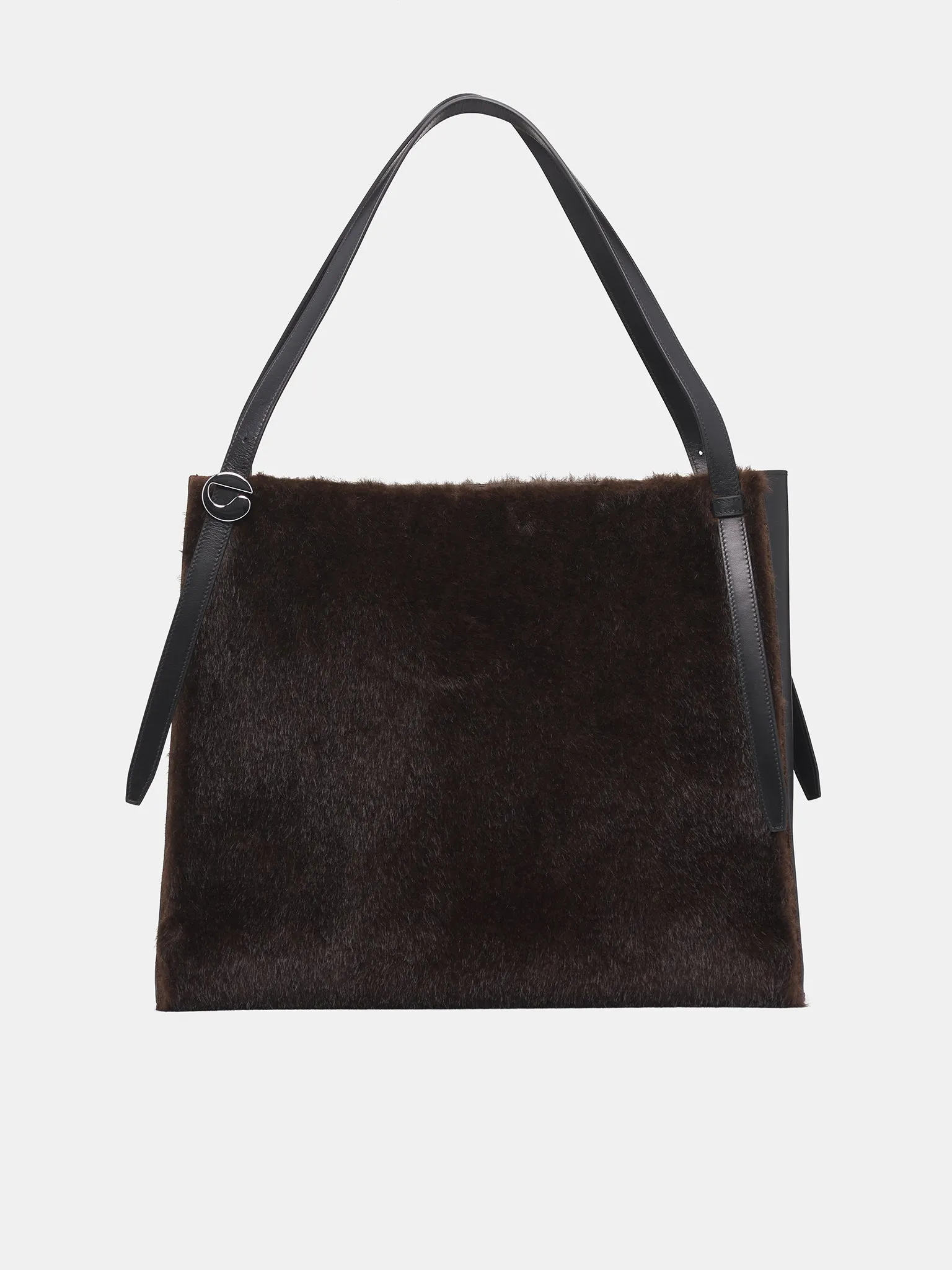 Brown Leather Fur Square Tote (COPBA77F9015B-BROWN) sold by lorenzo