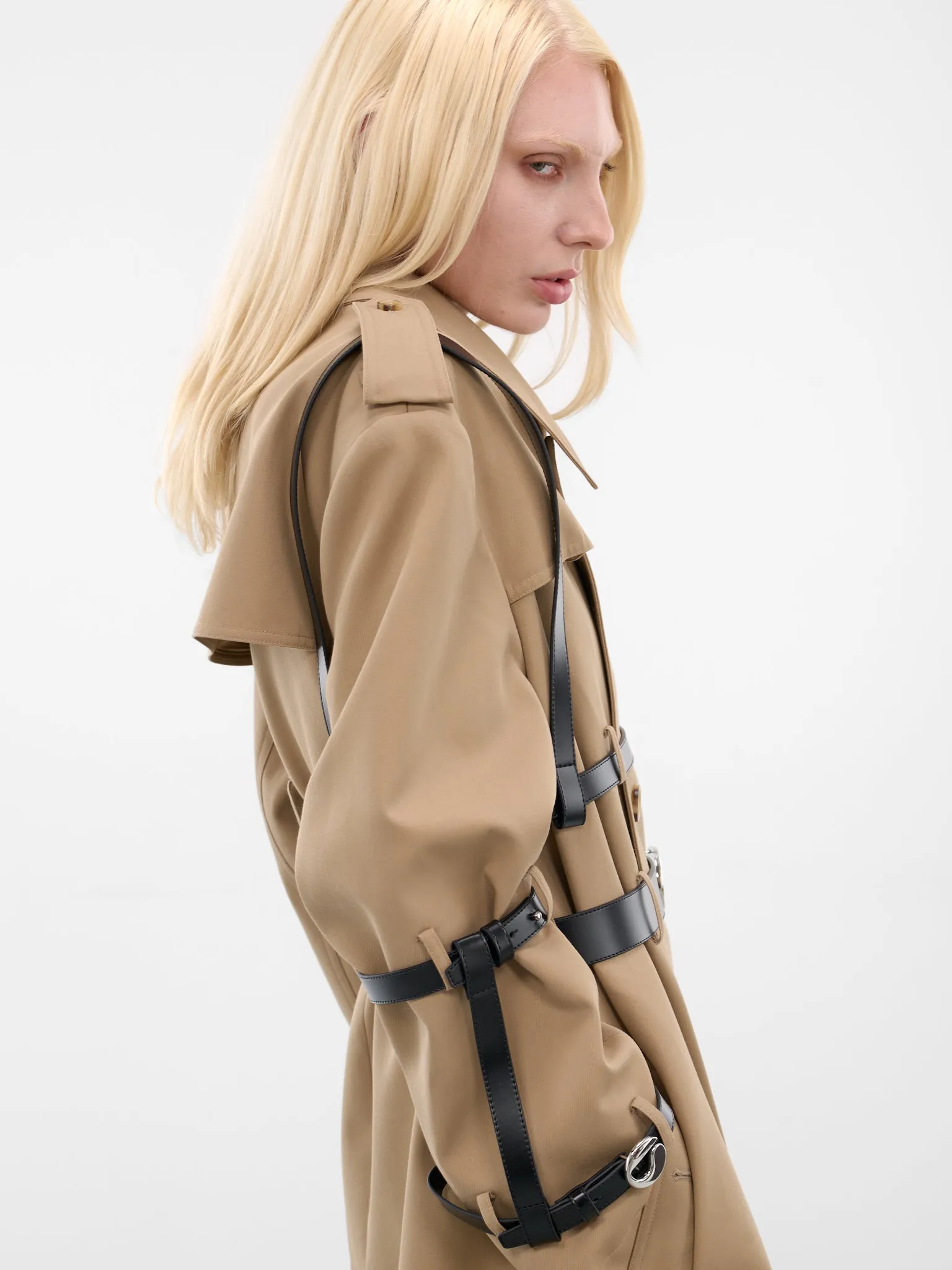 Beige Multi-Belt Trench Coat (27F3006-BEIGE) sold by lorenzo product image thumbnail 5