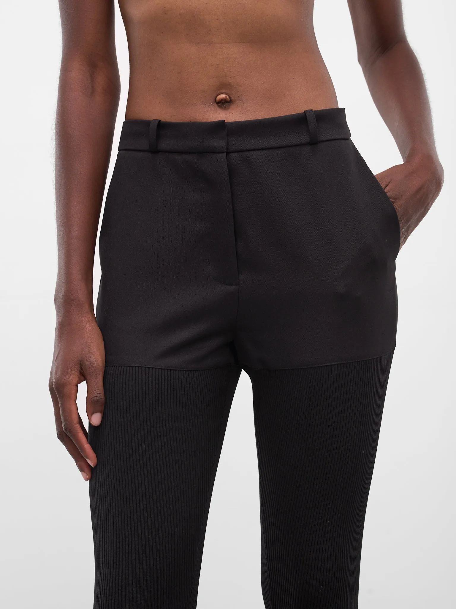 Black Nylon Stirrup Leggings (COPP138F3004-BLACK) sold by lorenzo product image thumbnail 4