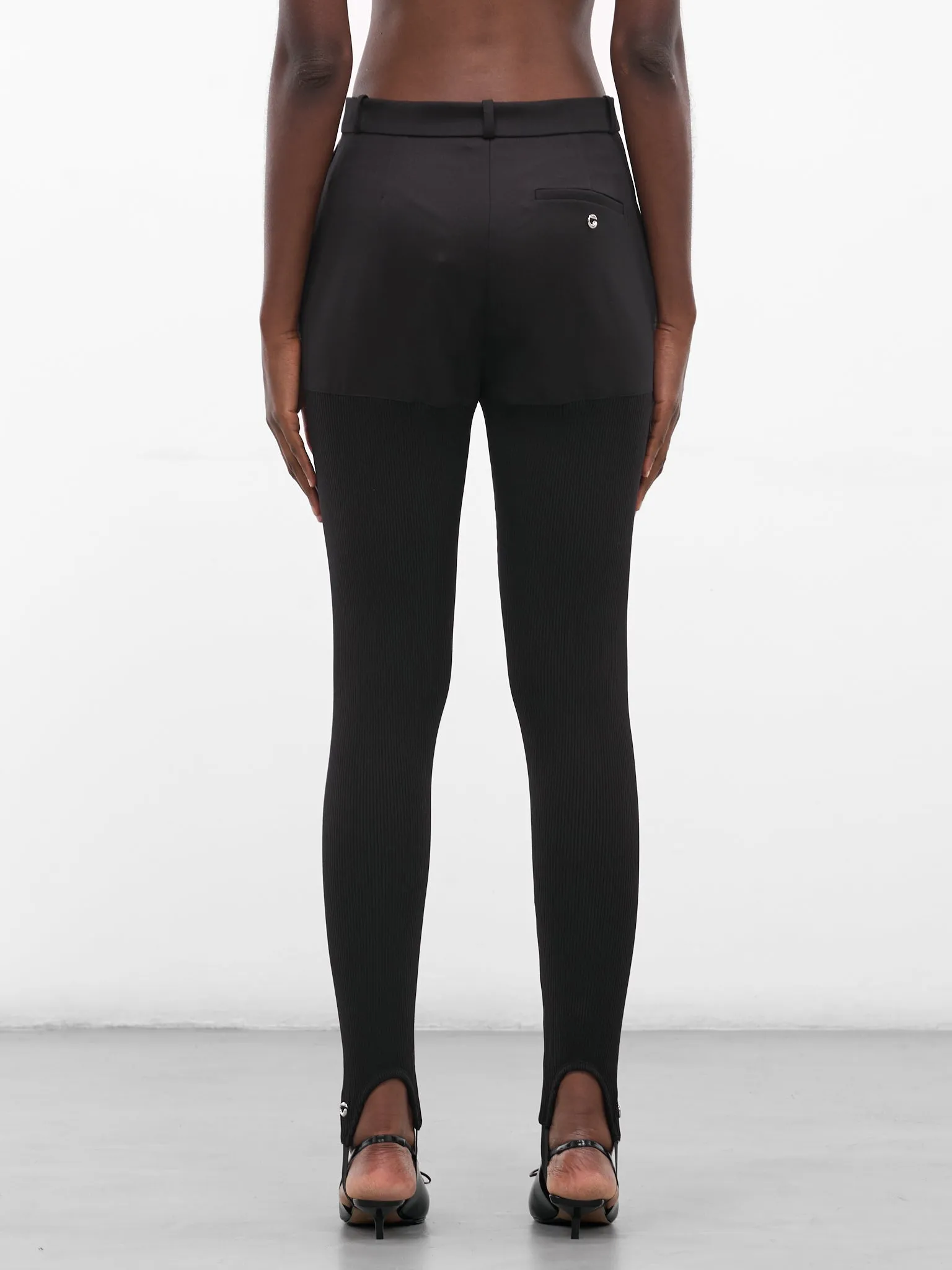 Black Nylon Stirrup Leggings (COPP138F3004-BLACK) sold by lorenzo product image thumbnail 3