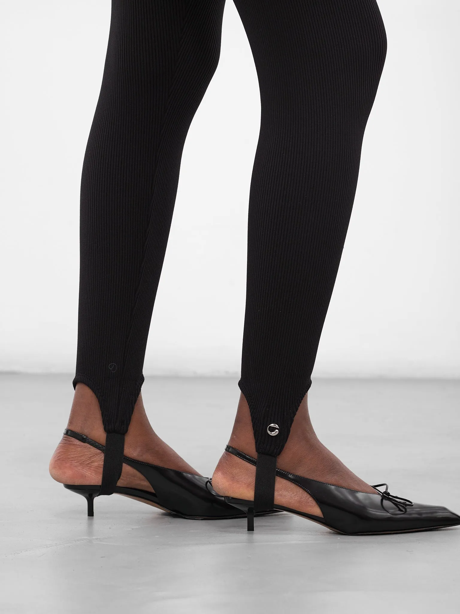 Black Nylon Stirrup Leggings (COPP138F3004-BLACK) sold by lorenzo product image thumbnail 5
