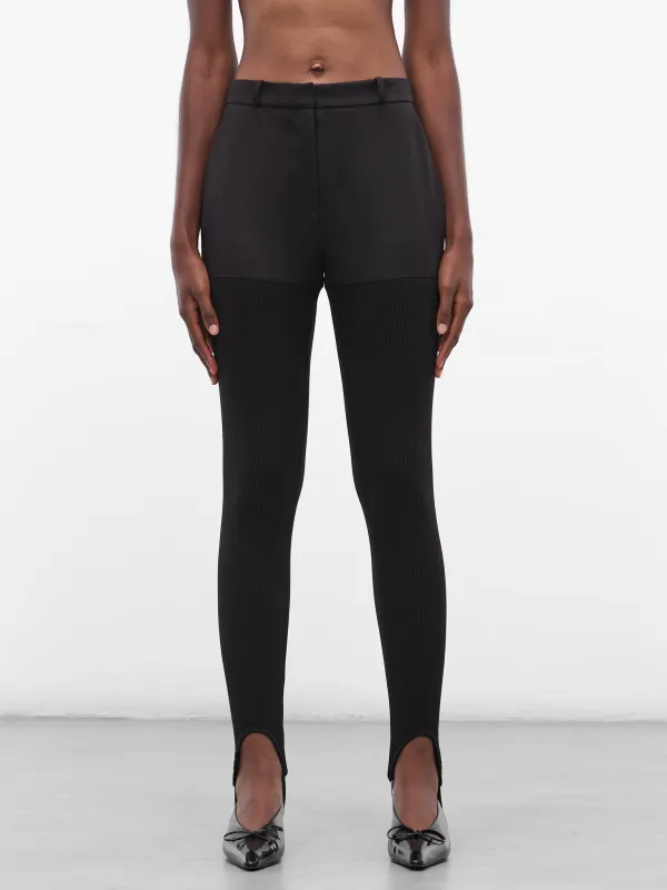 Black Nylon Stirrup Leggings (COPP138F3004-BLACK) sold by lorenzo
