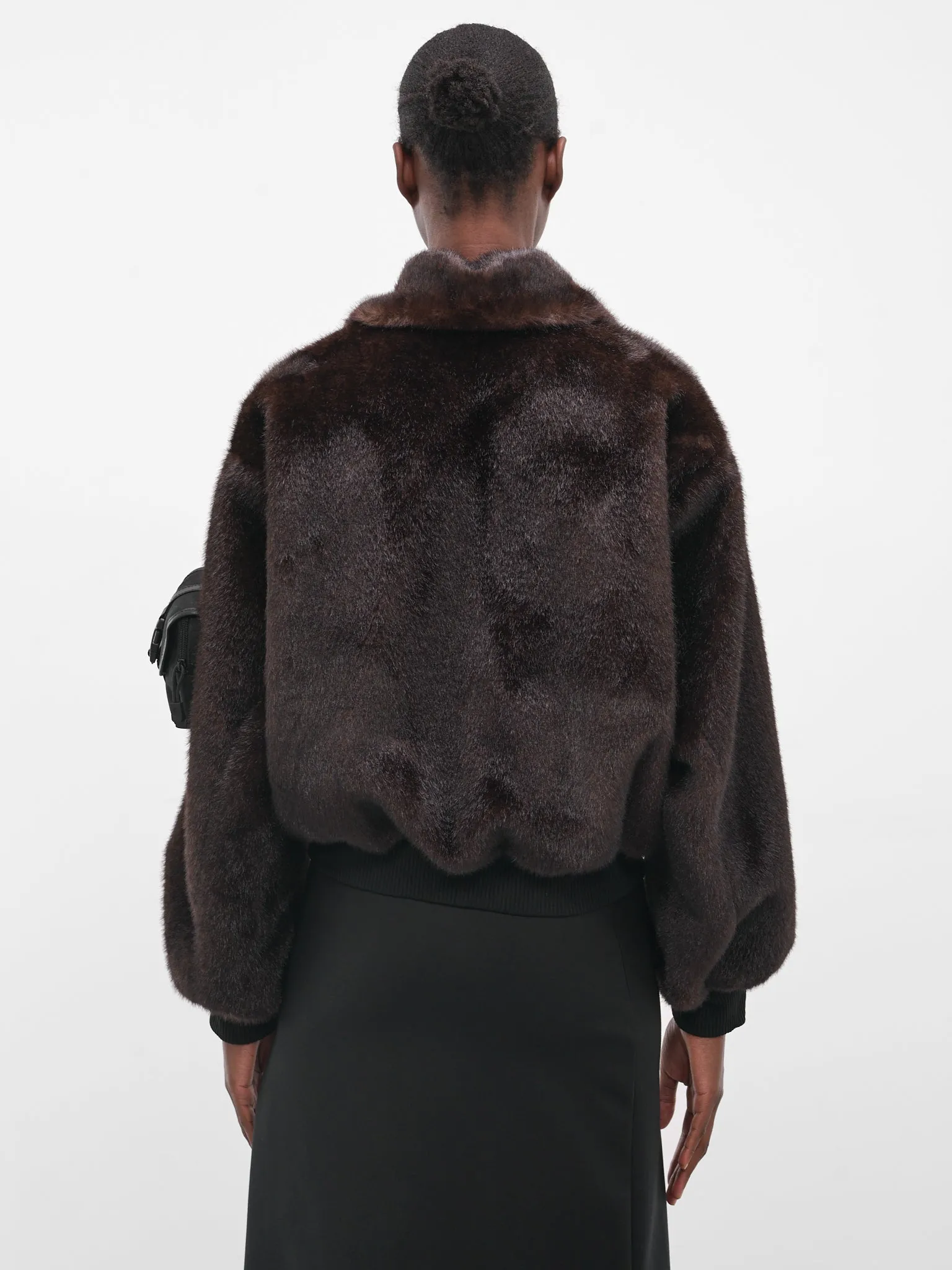 Brown Vegan Fur Bomber Jacket (COPBL33F9015-BROWN) sold by lorenzo product image thumbnail 3