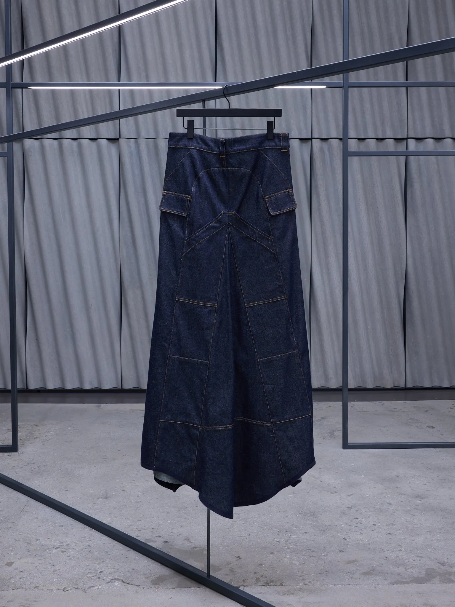 Navy Denim Asymmetric Maxi Skirt (COPJ38BIS249-DARK-NAVY) sold by lorenzo product image thumbnail 2
