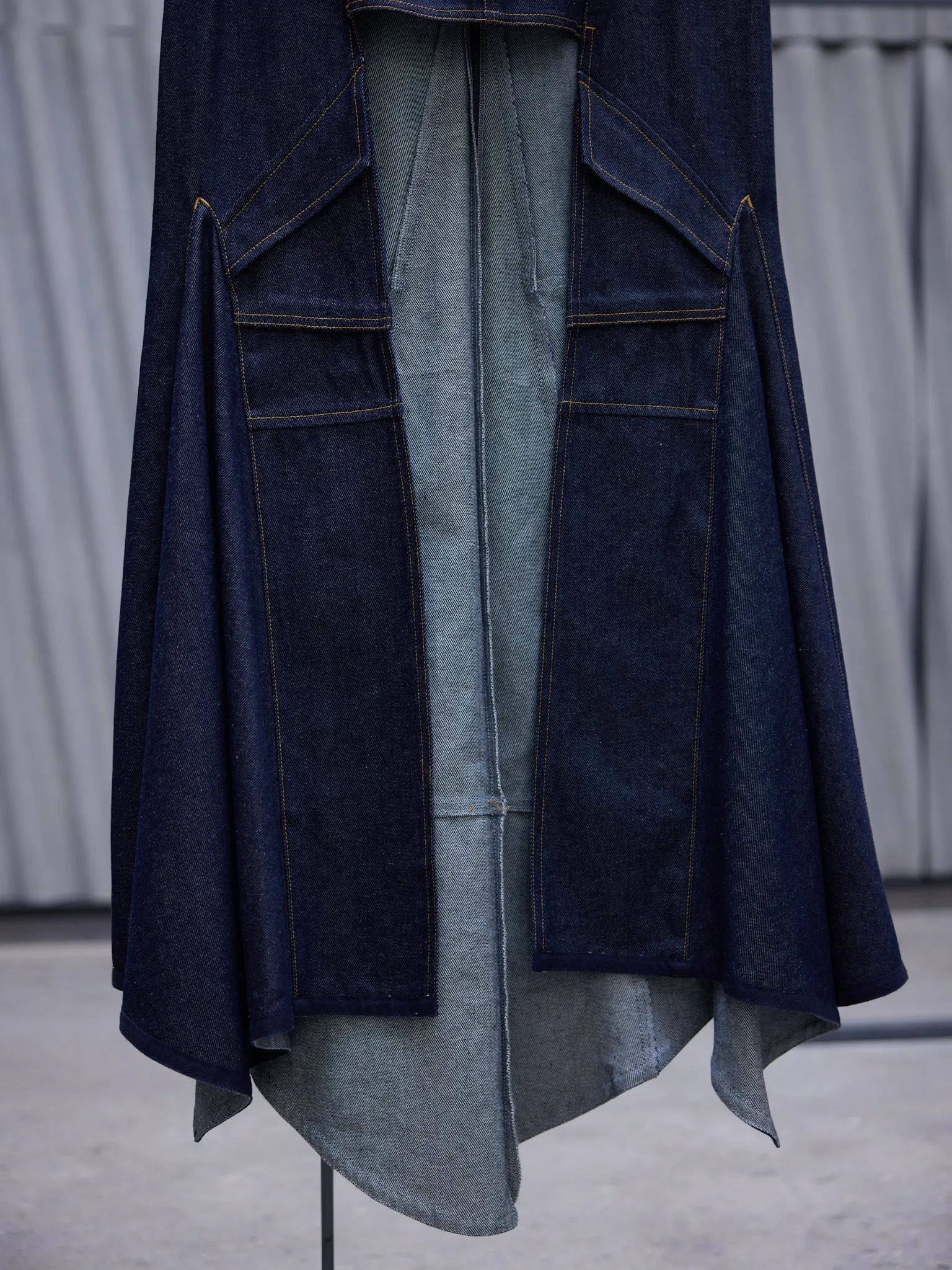 Navy Denim Asymmetric Maxi Skirt (COPJ38BIS249-DARK-NAVY) sold by lorenzo product image thumbnail 3