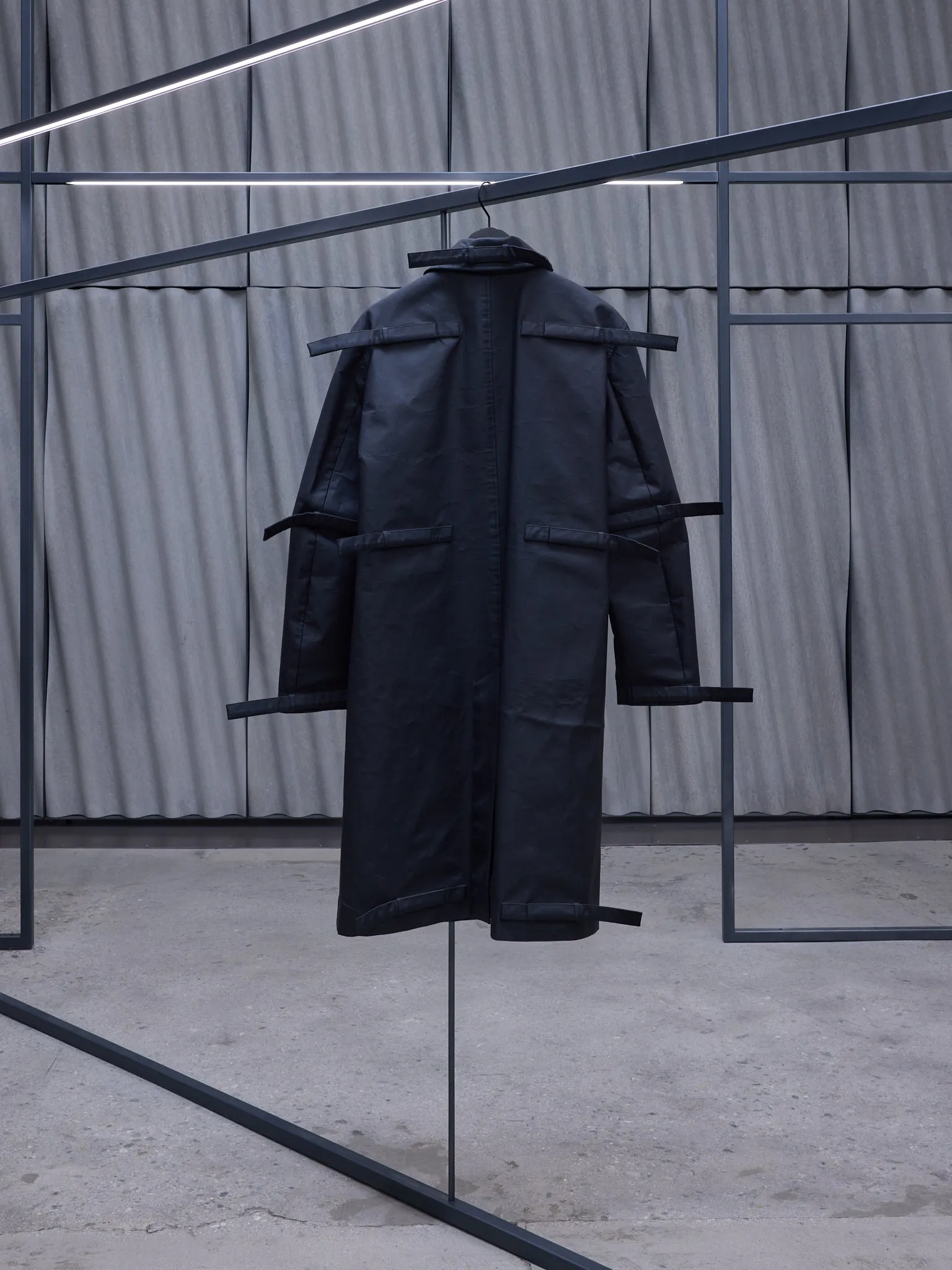 Black Coated Canvas Tab Coat (CG-CWOLCO06-BLACK) sold by lorenzo product image thumbnail 2