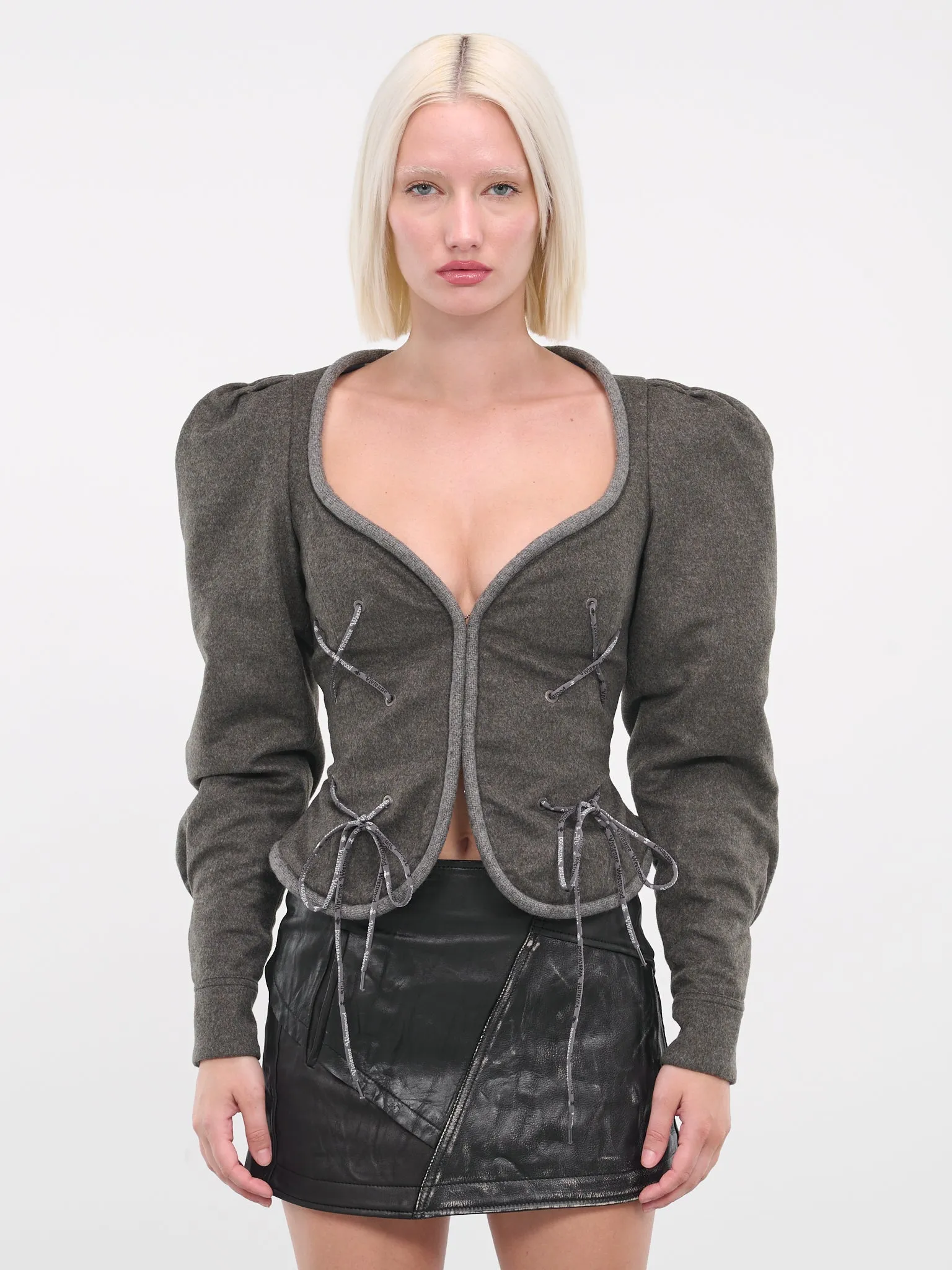 Gray Gexi Spencer Jacket (14010069-W00MB-M409-MILITARY) sold by lorenzo product image thumbnail 4