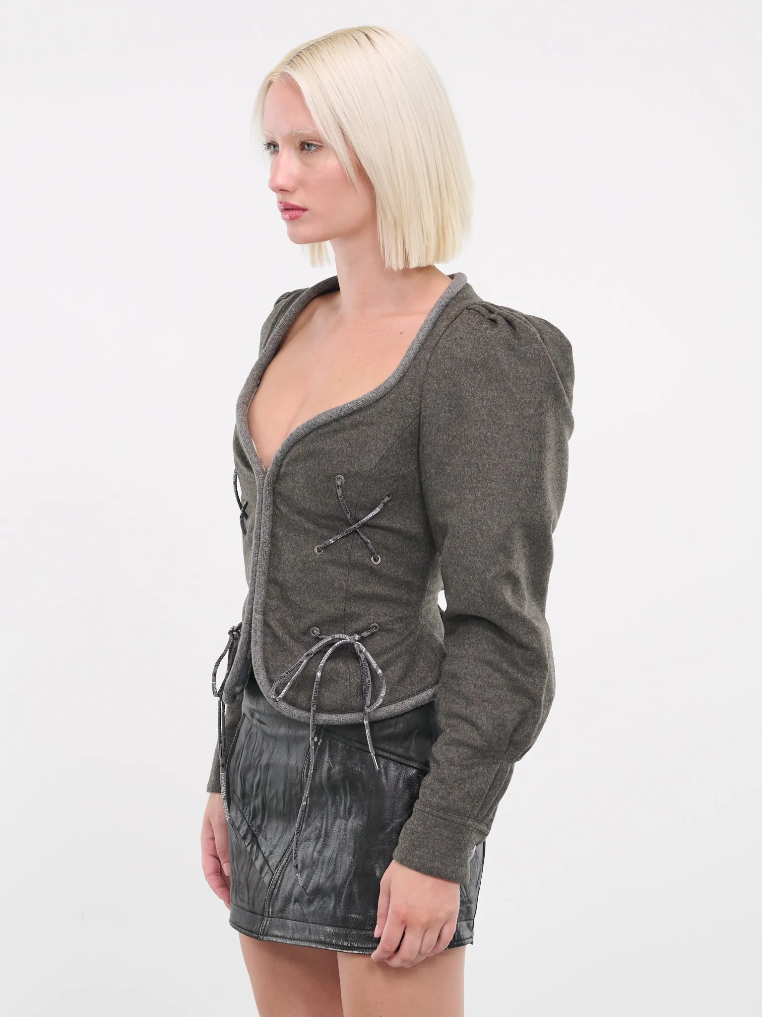 Gray Gexi Spencer Jacket (14010069-W00MB-M409-MILITARY) sold by lorenzo product image thumbnail 5