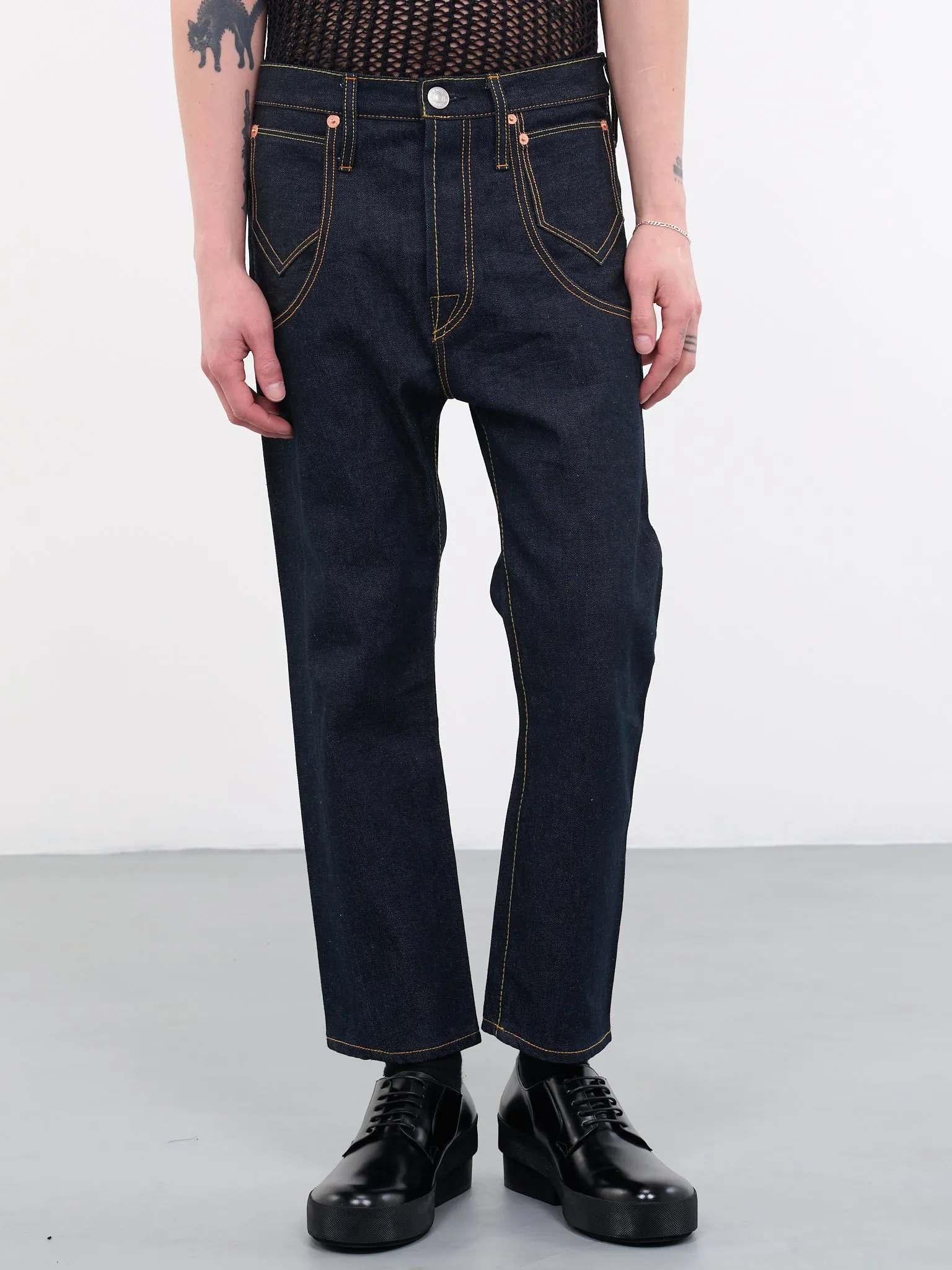 Basquiat Levi's Jeans (WK-P208-051-INDIGO-WHITE-BROWN) sold by lorenzo product image thumbnail 4