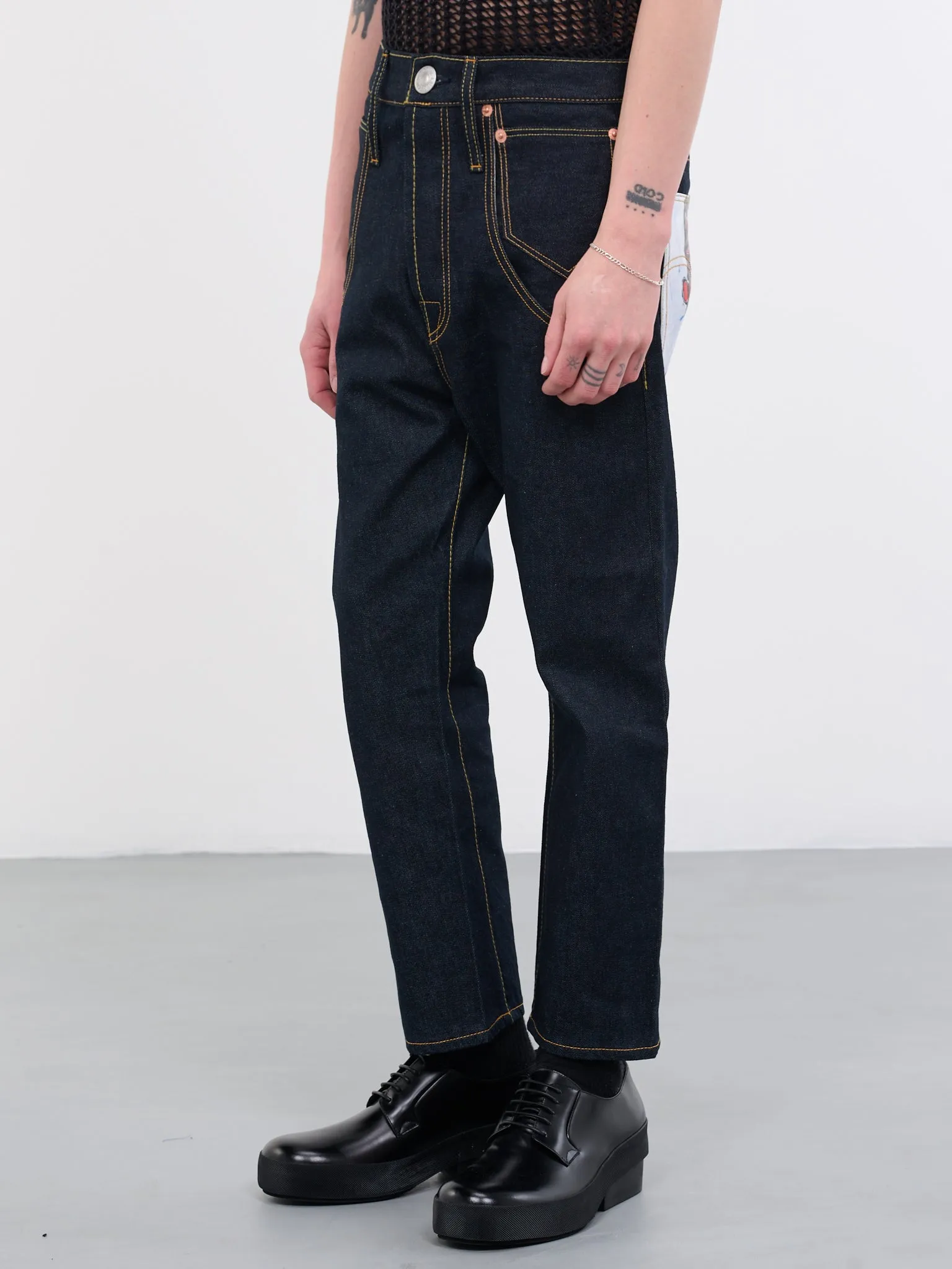 Basquiat Levi's Jeans (WK-P208-051-INDIGO-WHITE-BROWN) sold by lorenzo product image thumbnail 5