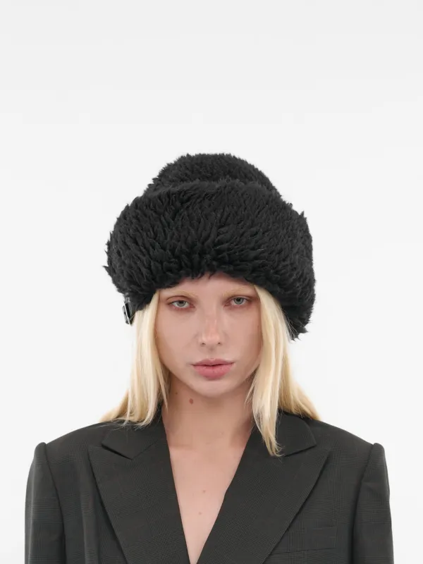 Black Fuzzy Wool Cap (25-01043S-001-BLACK) sold by lorenzo