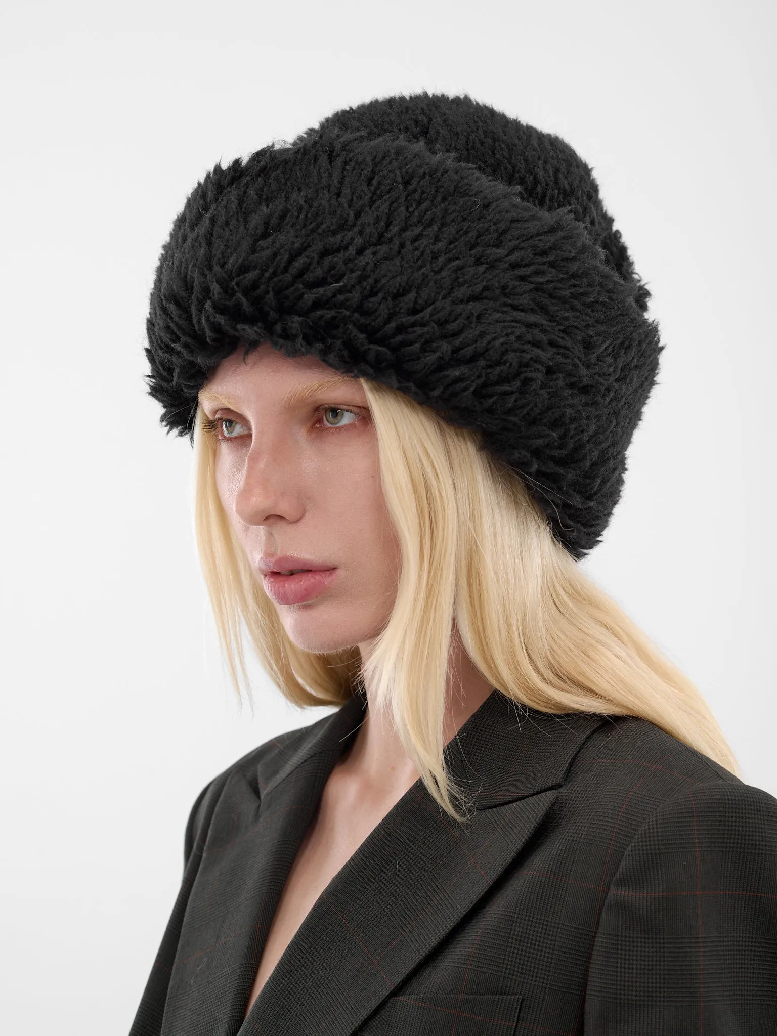 Black Fuzzy Wool Cap (25-01043S-001-BLACK) sold by lorenzo product image thumbnail 2