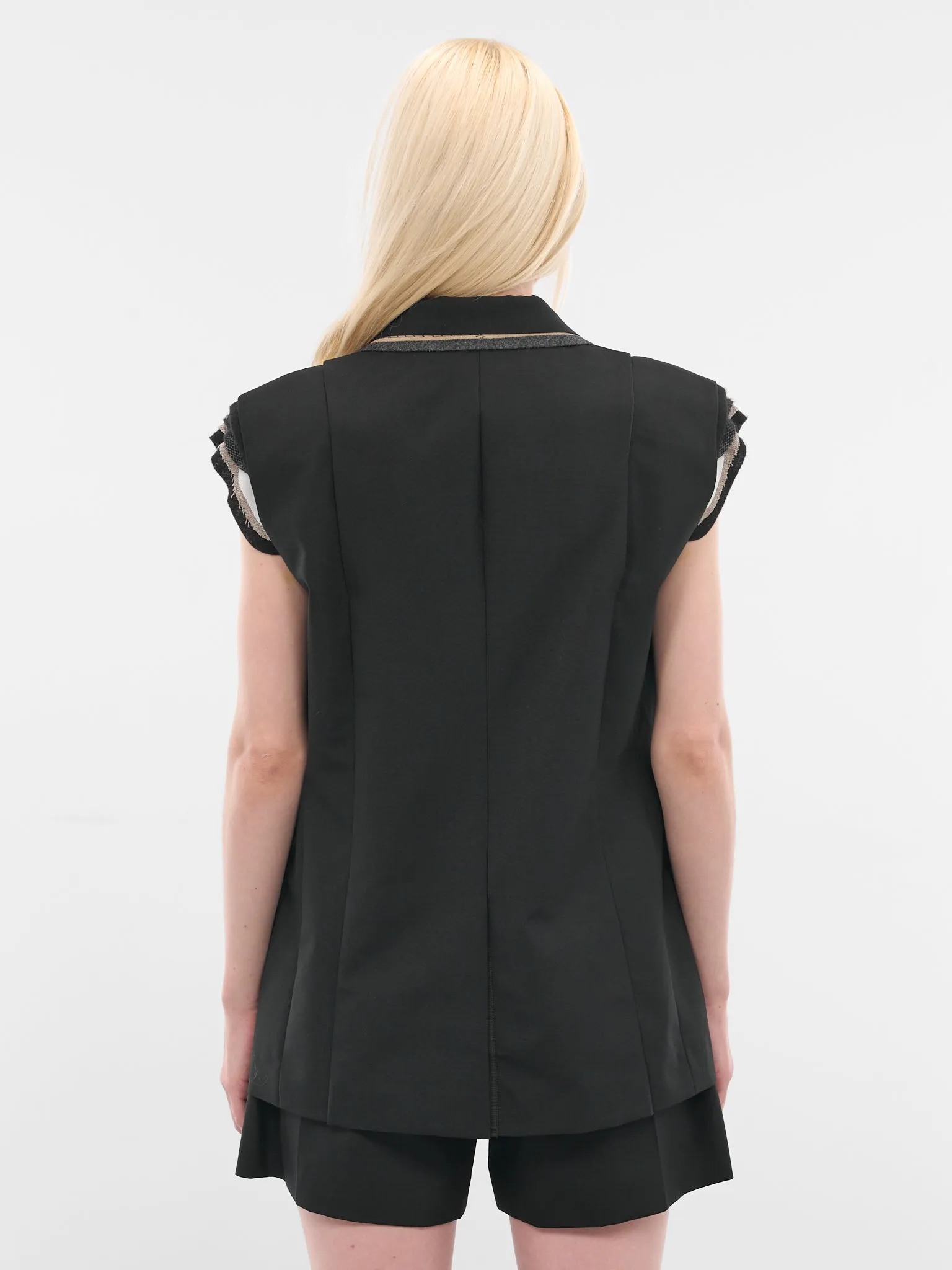 Black Deconstructed Wool Blazer Vest (25-07942-001-BLACK) sold by lorenzo product image thumbnail 3