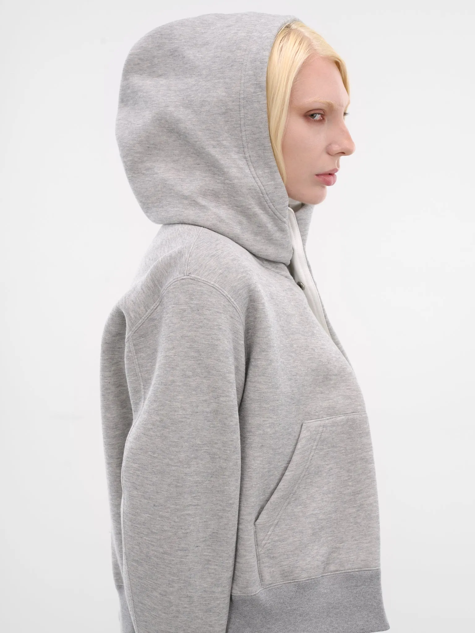 Gray Sweat-Grosgrain Zip Hoodie (25-08058-378-LIGHT-GRAY-OFFWHI) sold by lorenzo product image thumbnail 4