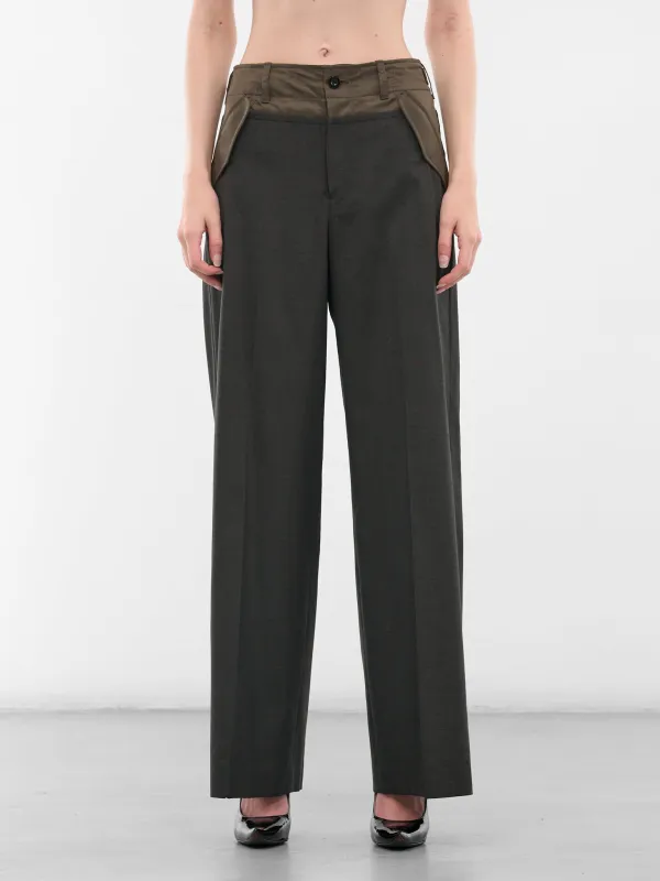 Khaki Nylon-Wool Paneled Trousers (25-08039-501-KHAKI) sold by lorenzo