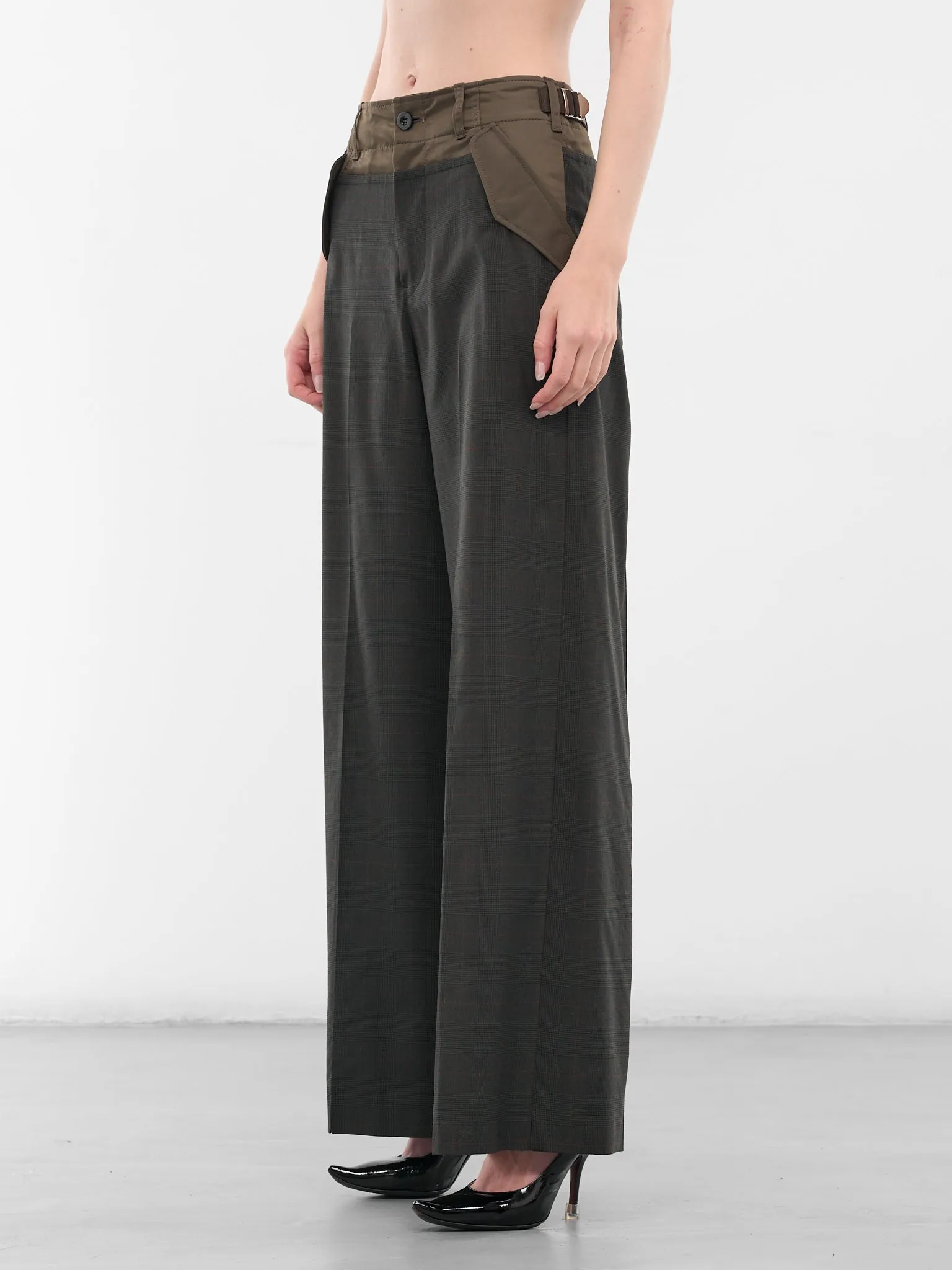 Khaki Nylon-Wool Paneled Trousers (25-08039-501-KHAKI) sold by lorenzo product image thumbnail 2