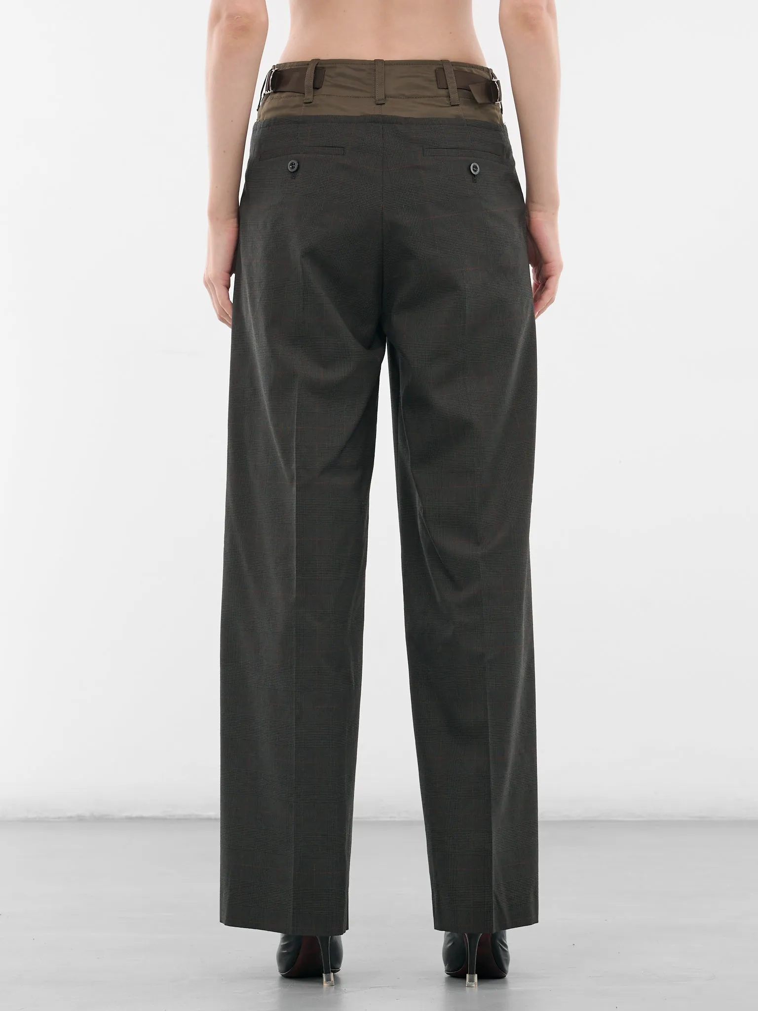 Khaki Nylon-Wool Paneled Trousers (25-08039-501-KHAKI) sold by lorenzo product image thumbnail 3