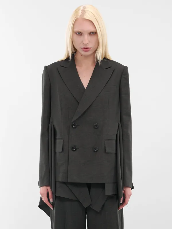 Khaki Glen Check Draped Blazer (25-08031-501-KHAKI) sold by lorenzo