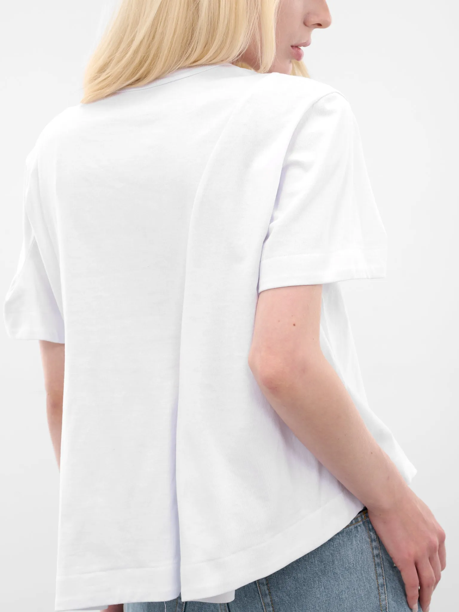 White Asymmetric Drape Pocket Tee (25-08020-101-WHITE) sold by lorenzo product image thumbnail 5