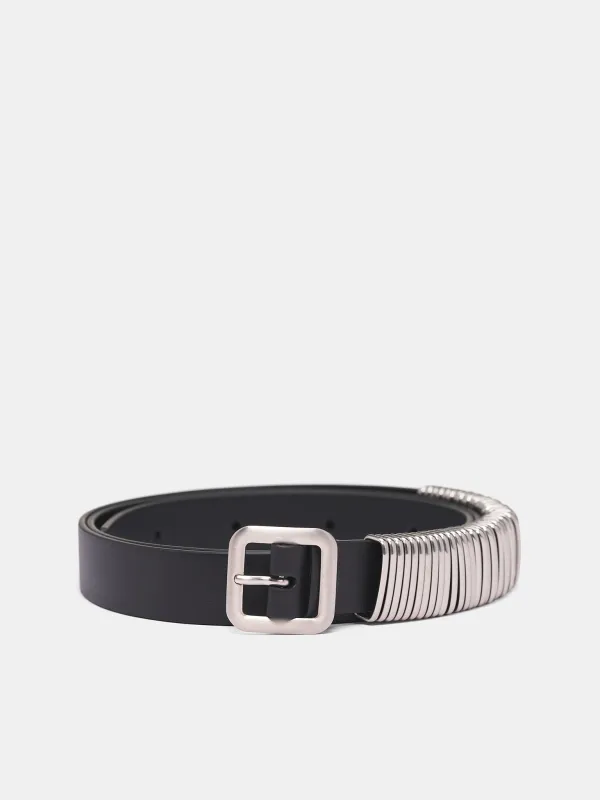 Black Leather Metal Ring Belt (J25TP0010-P7370-BLACK) sold by lorenzo