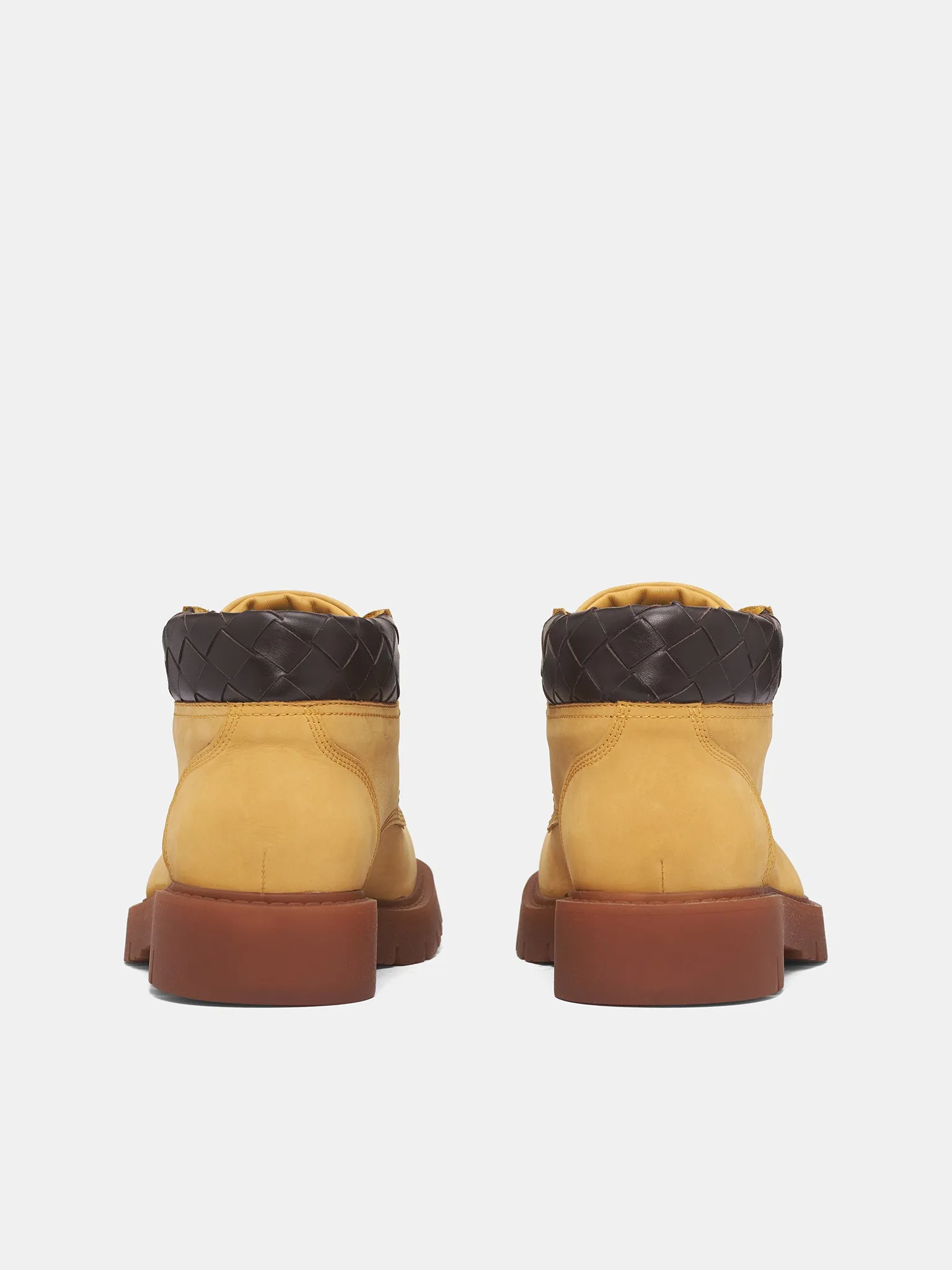 Intrecciato Leather Haddock Cropped Boot (841489-V3H61-7166-OCRE-FONDANT) sold by lorenzo product image thumbnail 4