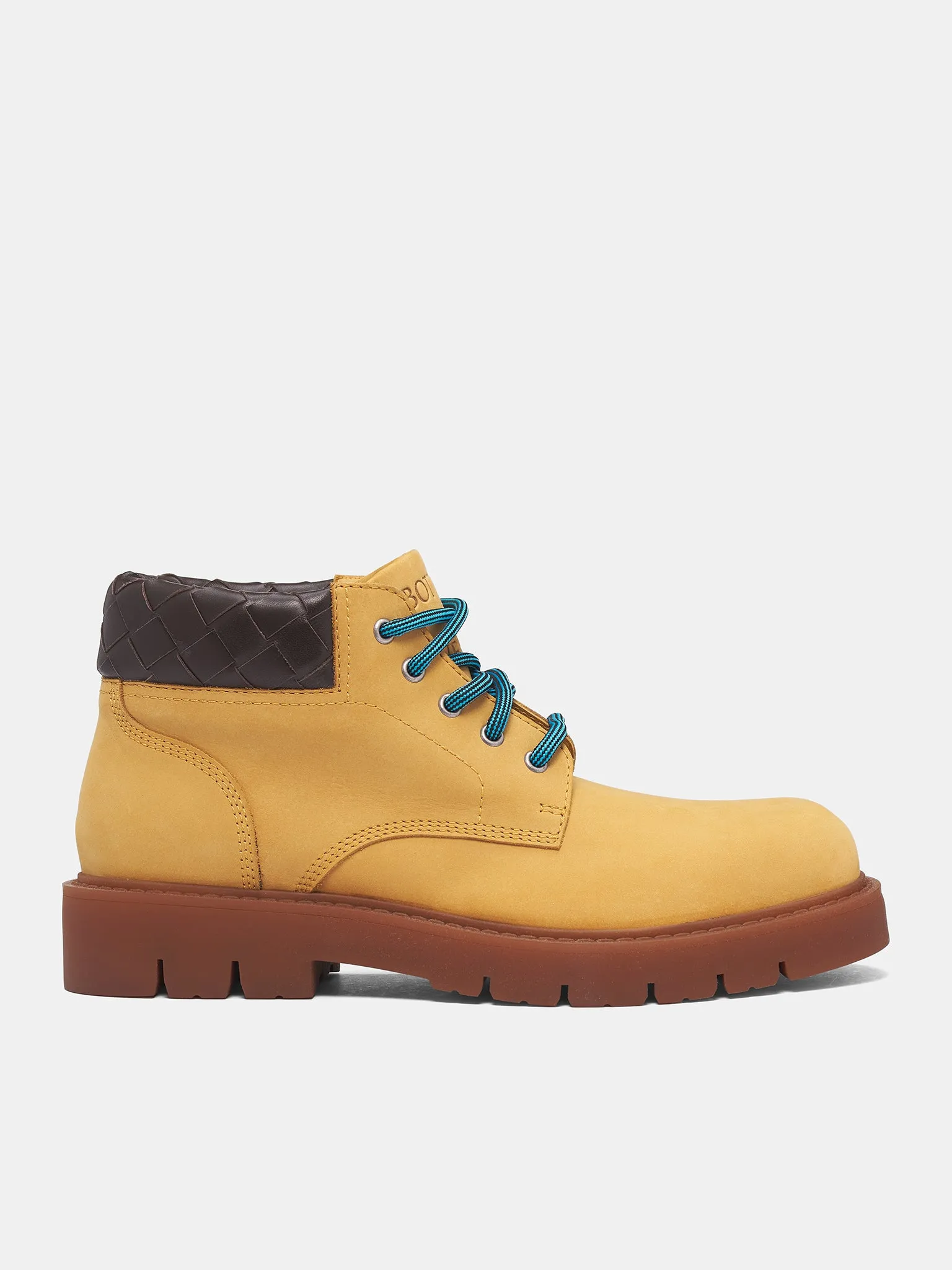 Intrecciato Leather Haddock Cropped Boot (841489-V3H61-7166-OCRE-FONDANT) sold by lorenzo