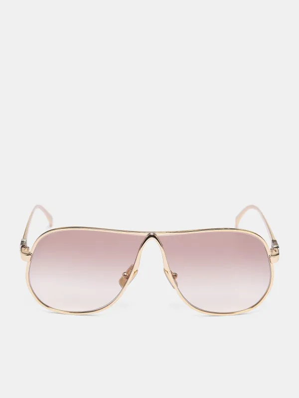 Gold MU-A56S Aviator Sunglasses (0MU-A56S-GOLD-CLEAR-BROWN) sold by lorenzo