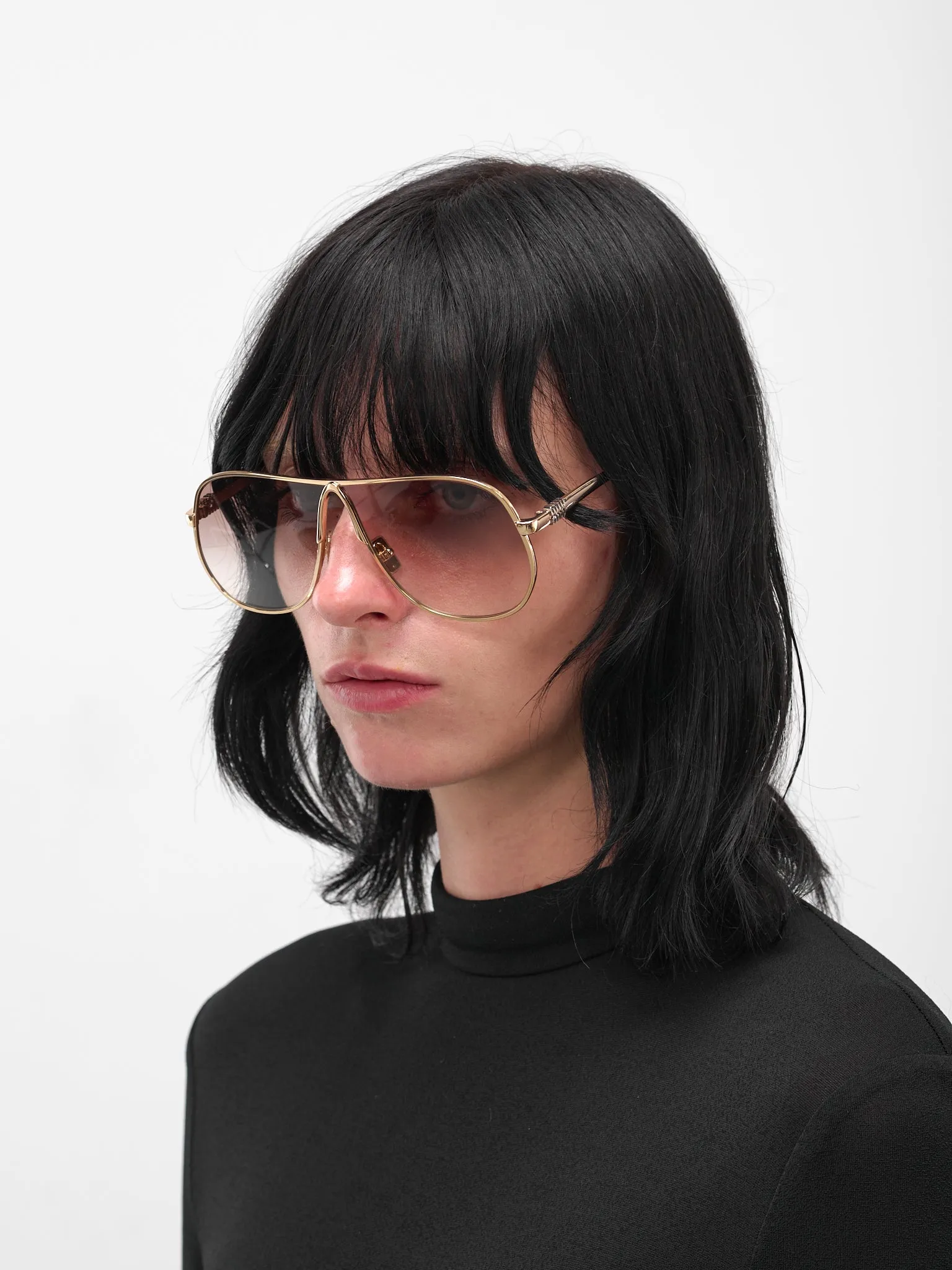 Gold MU-A56S Aviator Sunglasses (0MU-A56S-GOLD-CLEAR-BROWN) sold by lorenzo product image thumbnail 3