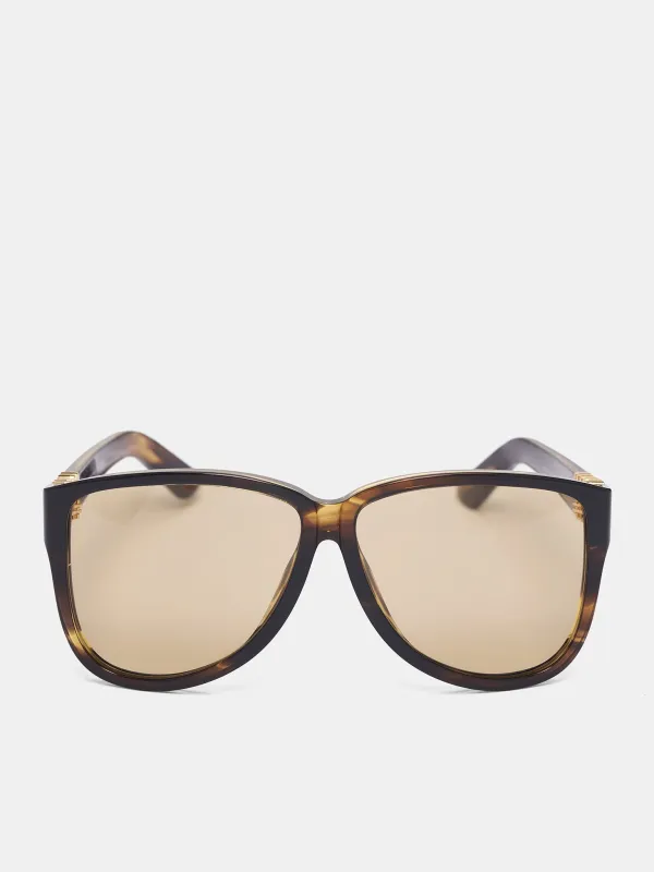 Brown MU-A08S Aviator Sunglasses (0MU-A08S-STRIPED-LODEN-YELLOW) sold by lorenzo