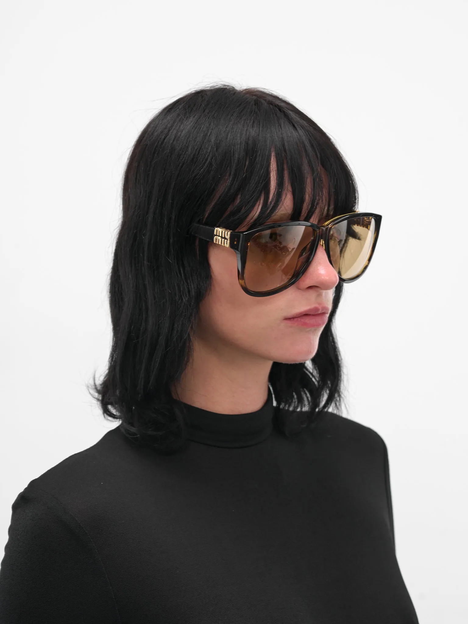 Brown MU-A08S Aviator Sunglasses (0MU-A08S-STRIPED-LODEN-YELLOW) sold by lorenzo product image thumbnail 3