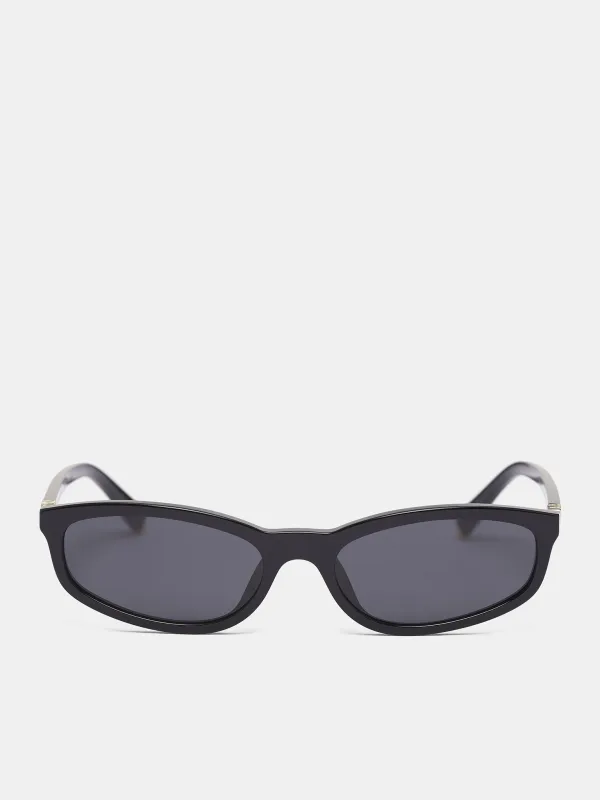 Black MU-A06S Oval Sunglasses (0MU-A06S-BLACK-DARK-GREY) sold by lorenzo