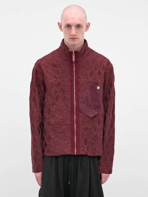 Red Diamond Knit Zip Jacket (N3-AW25-N3-SW-08-CR-CABERNET-R) sold by lorenzo