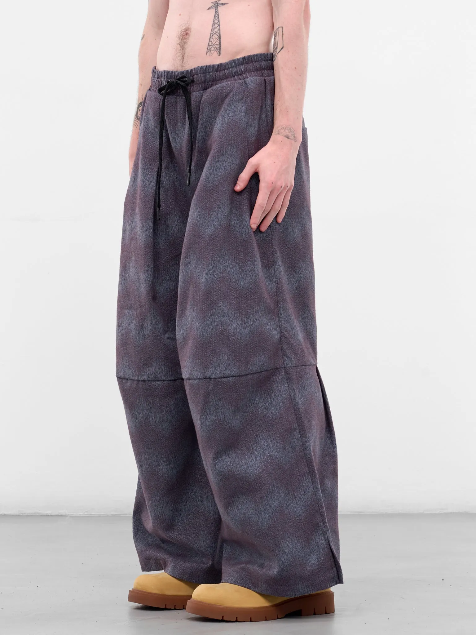 Brown Striped Baggy Sweatpants (N3-AW25-N3-PT-10-5WB-SPACE-WAV) sold by lorenzo product image thumbnail 2