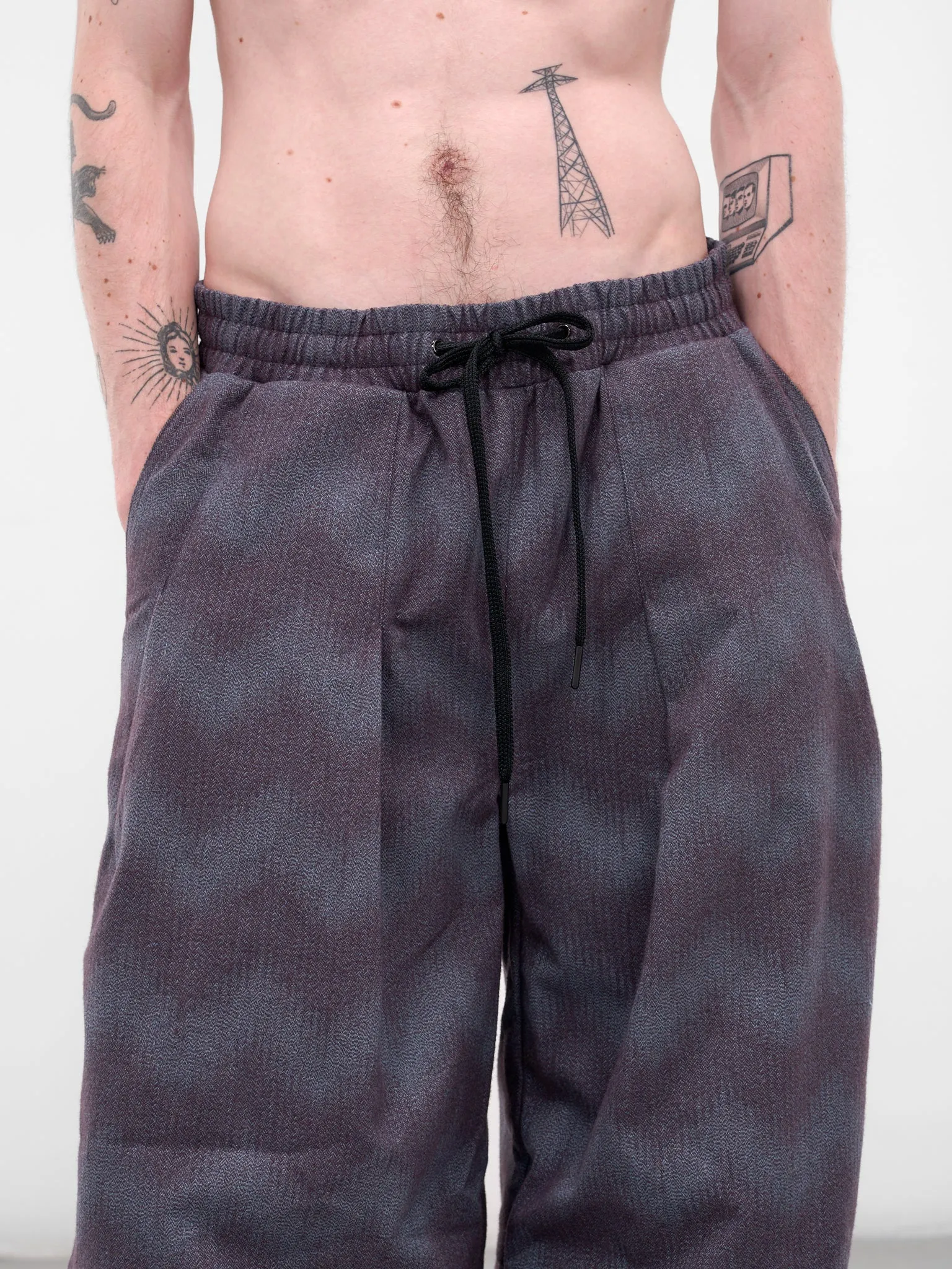 Brown Striped Baggy Sweatpants (N3-AW25-N3-PT-10-5WB-SPACE-WAV) sold by lorenzo product image thumbnail 4