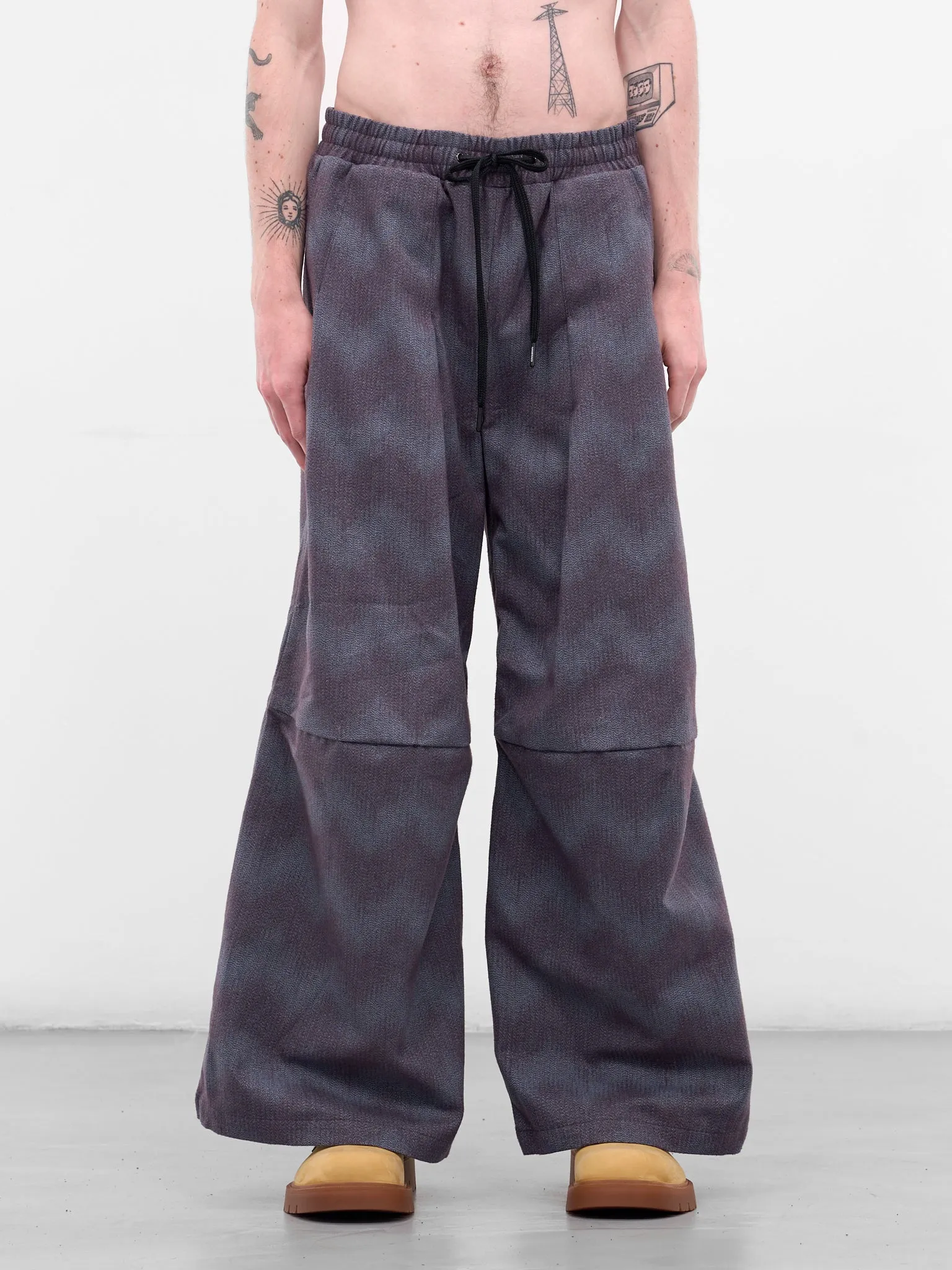 Brown Striped Baggy Sweatpants (N3-AW25-N3-PT-10-5WB-SPACE-WAV) sold by lorenzo
