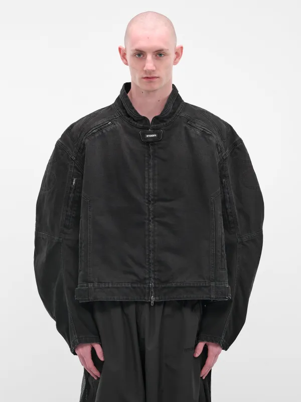 Black Racing Denim Zip Jacket (UH76DJ900B2-VINTAGE-BLACK) sold by lorenzo