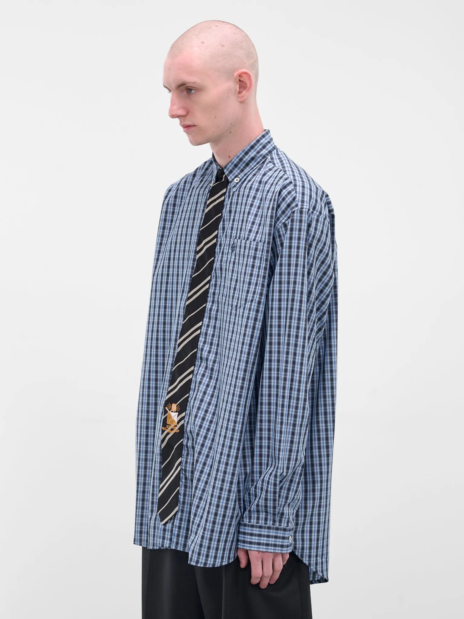 Blue Check Tie Button-Down Shirt (UH76SH280CN-BLUE-CHECK) sold by lorenzo product image thumbnail 2