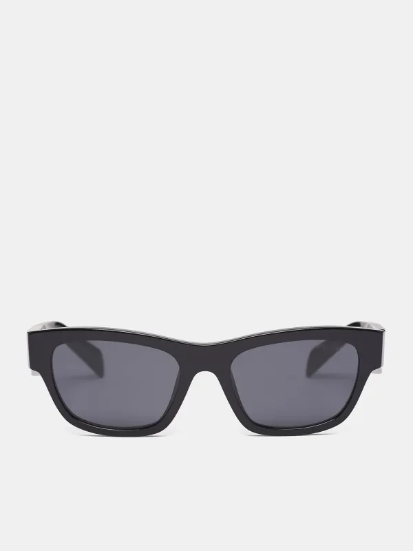 Black PR-B09S Geometric Sunglasses (0PR-B09S-BLACK-DARK-GREY) sold by lorenzo