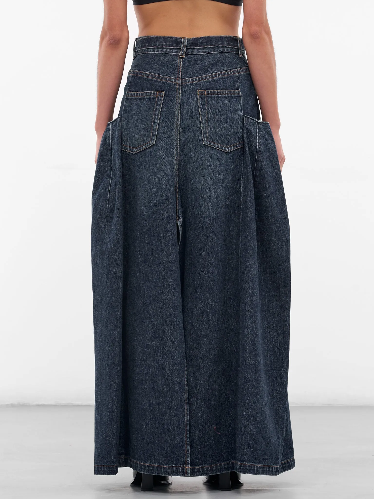 Blue Denim Deconstructed Maxi Skirt (25-08193-401-BLUE) sold by lorenzo product image thumbnail 3