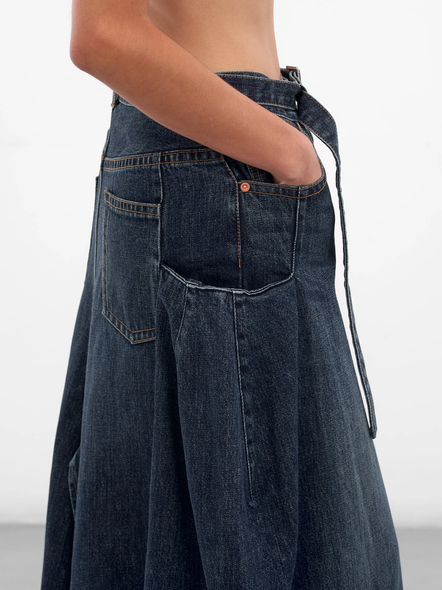 Blue Denim Deconstructed Maxi Skirt (25-08193-401-BLUE) sold by lorenzo product image thumbnail 5